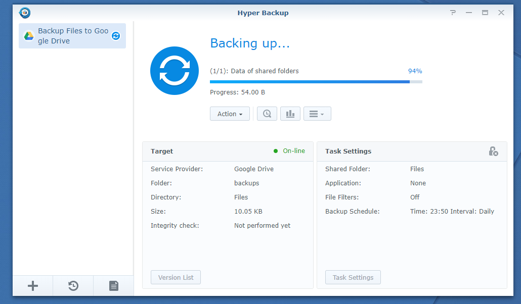 Делаем резервное копирование на nas synology
