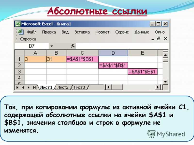 Абсолютная ссылка в excel