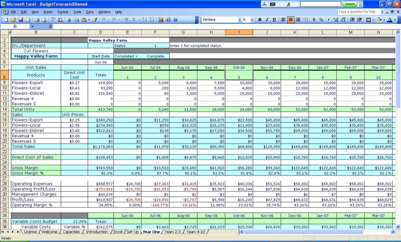 Бизнес план расчеты в excel