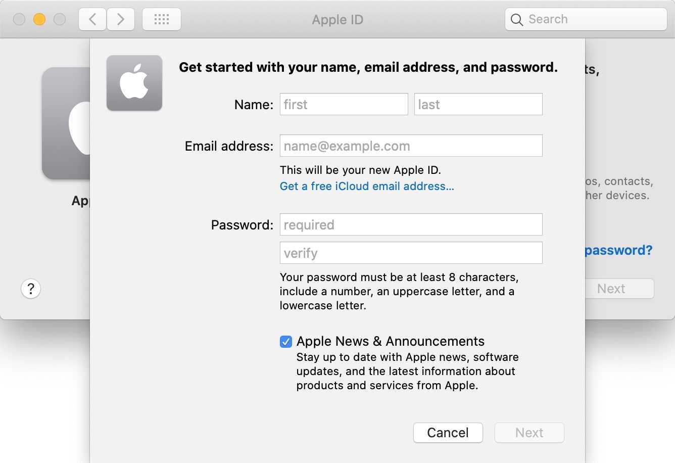 Не могу создать учетную запись apple id