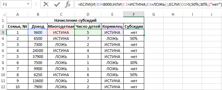 Математические функции excel