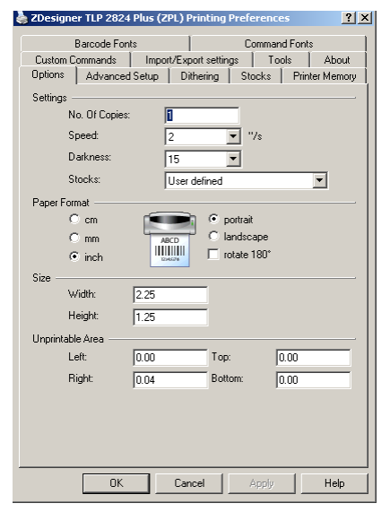 Zdesigner tlp 2824 plus zpl как настроить печать