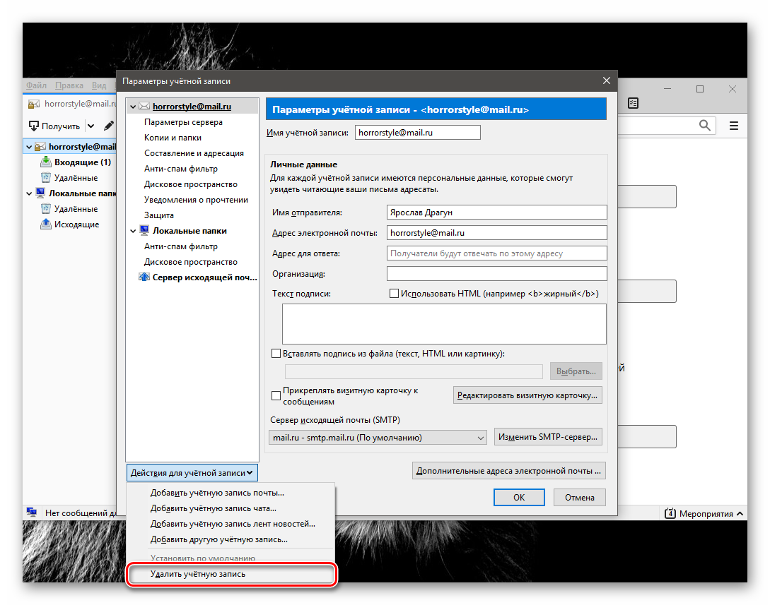 Использование mozilla thunderbird при работе с несколькими e-mail