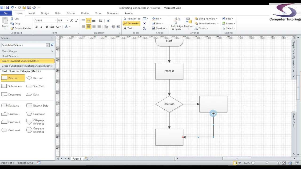 Как нарисовать стрелки в visio 2010