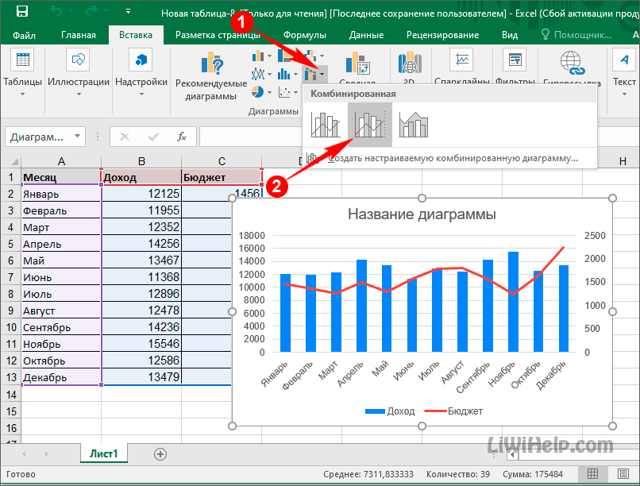 Как сделать линейчатую диаграмму в excel по данным таблицы