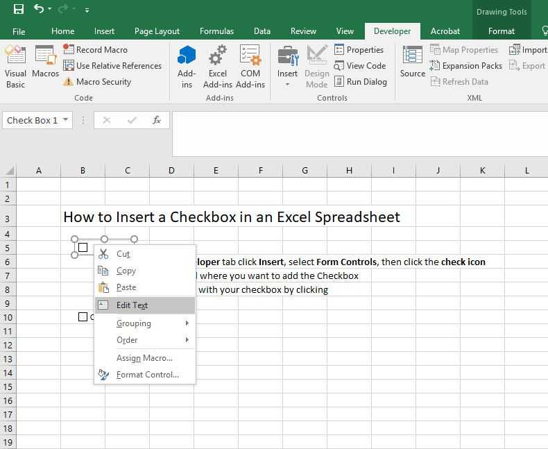 Как связать текстовое поле с определенной ячейкой в ​​excel?