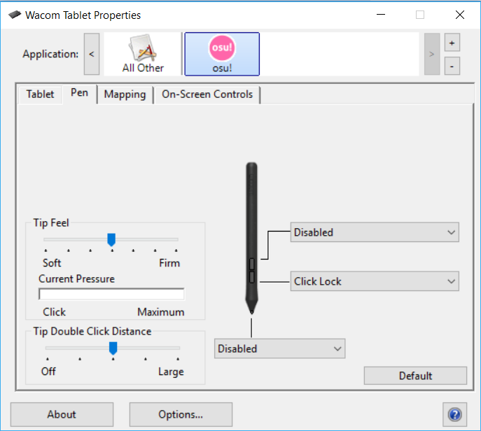 Настройки wacom