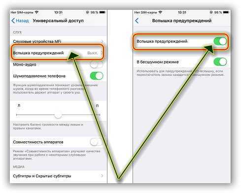 Как включить вспышку на iphone при звонке или уведомлениях