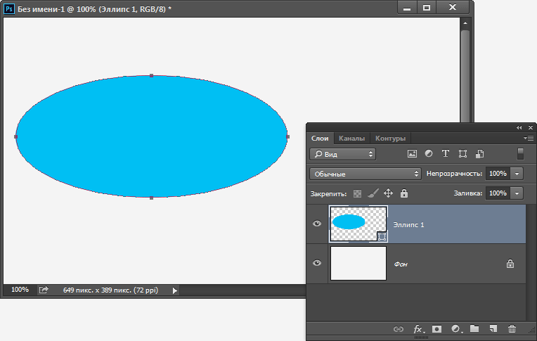 Как нарисовать эллипс в фотошопе