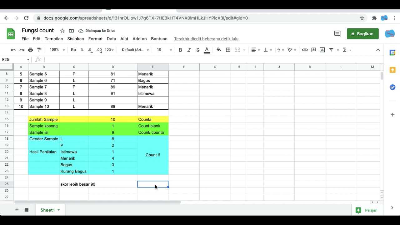 Функции count и counta для подсчета ячеек в excel