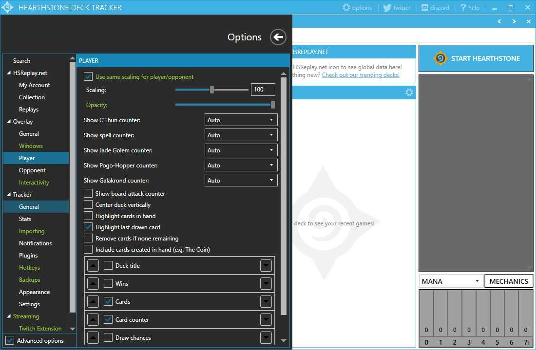 Decktracker. Дек трекер ХС. Hearthstone Deck Tracker. Программа HS. Tracker параметры.